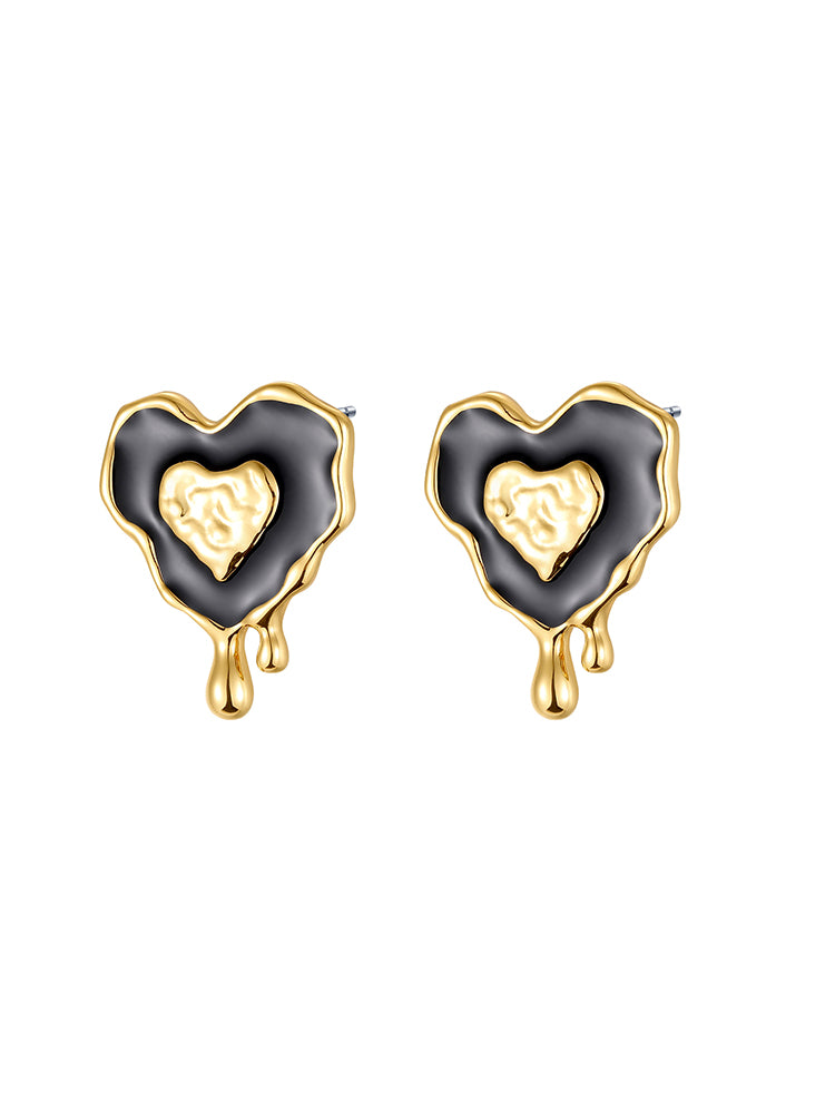 Black Enamel Love Earrings