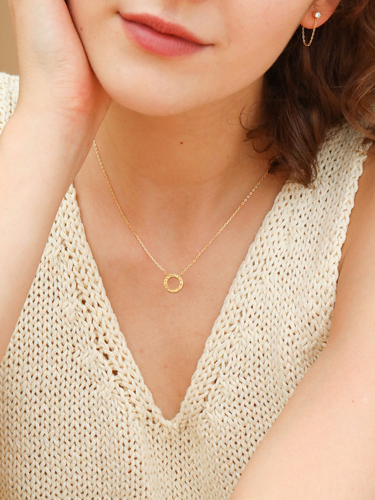 Textured circle pendant Women's necklace