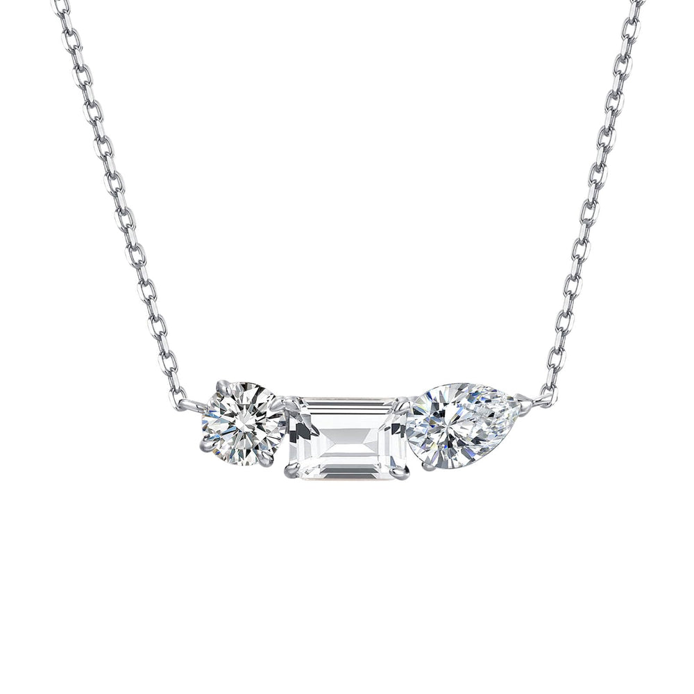 925 Sterling Silver Cubic Zirconia Round-cut Pendant Choker Necklaces