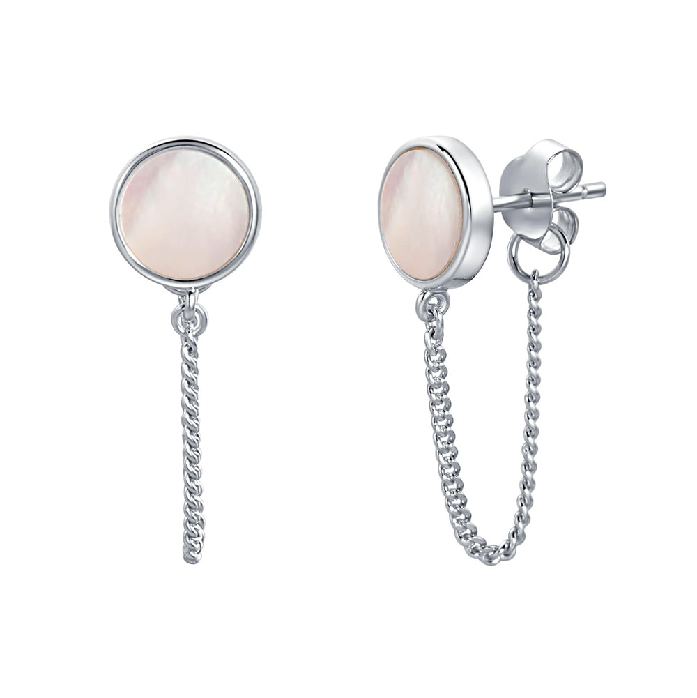 S.Leaf Gold Chain Earrings for Women Mother of Pearl Shell Earrings