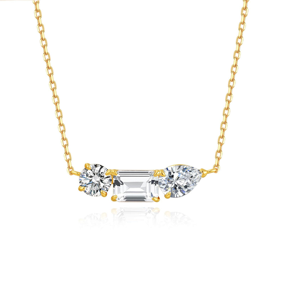 925 Sterling Silver Cubic Zirconia Round-cut Pendant Choker Necklaces