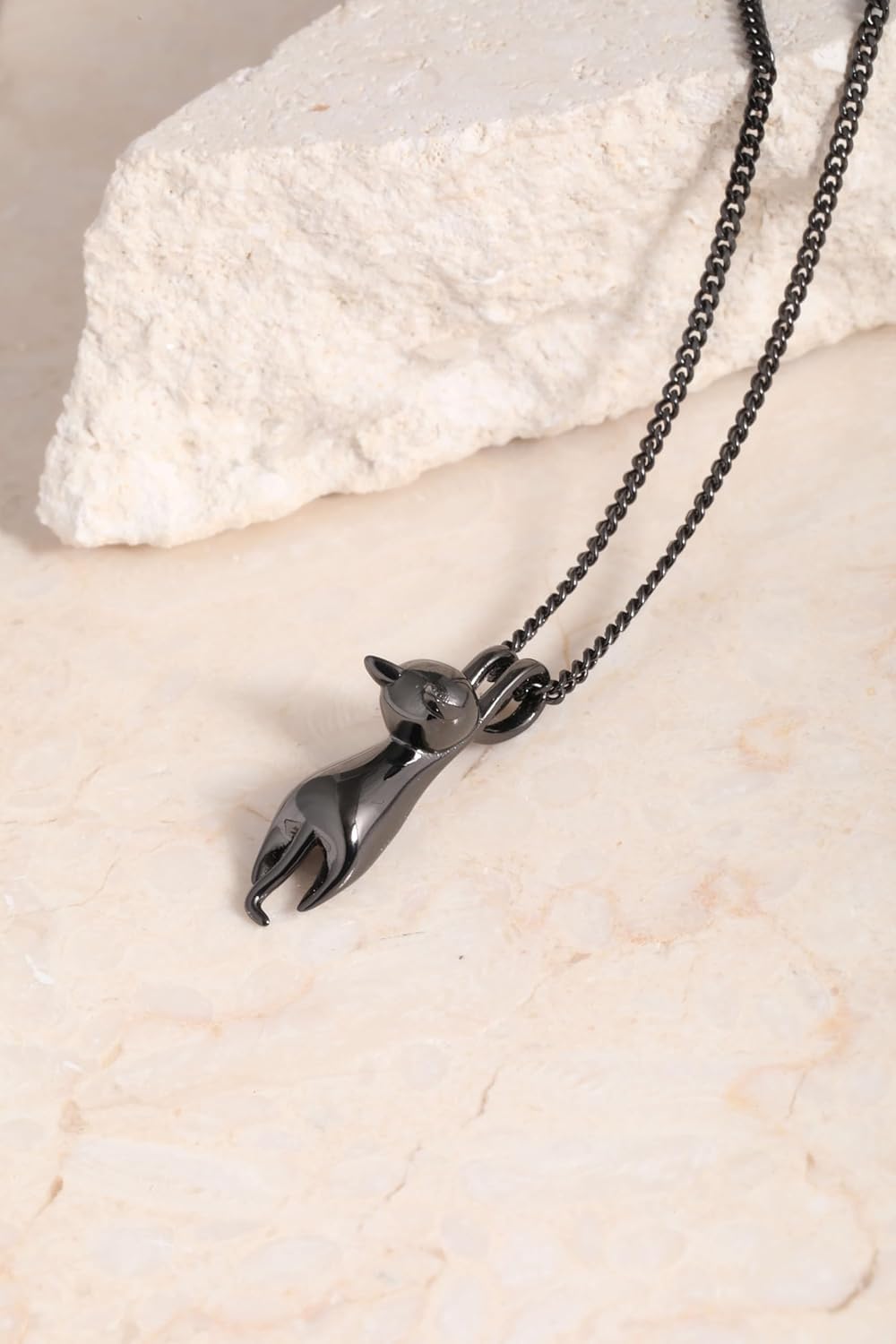 S.Leaf 925 Sterling Silver Swing Cat Necklace