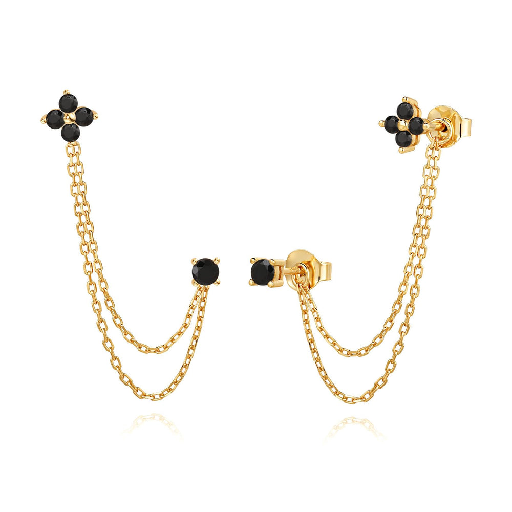 S.Leaf 925 Sterling Silver 18k Gold Plated Chain Earrings