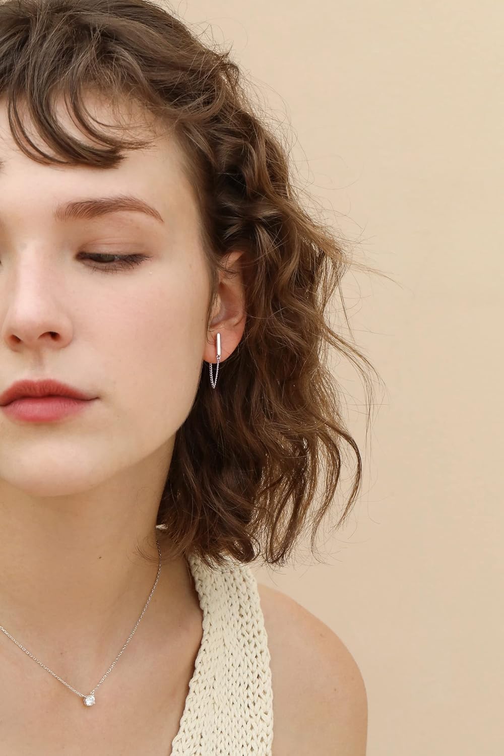 Bar with Chain Dangle Earrings