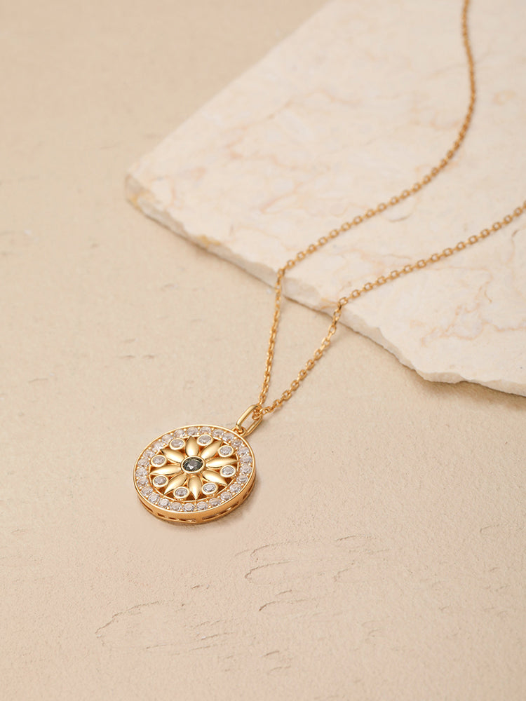 Sterling silver sun flower pendant necklace