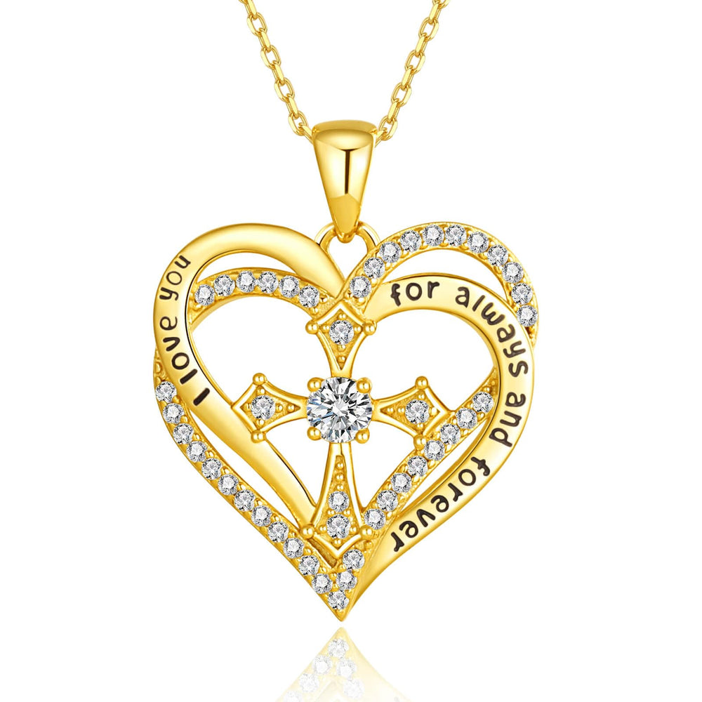 Moissanite Diamond Cross Heart Necklaces