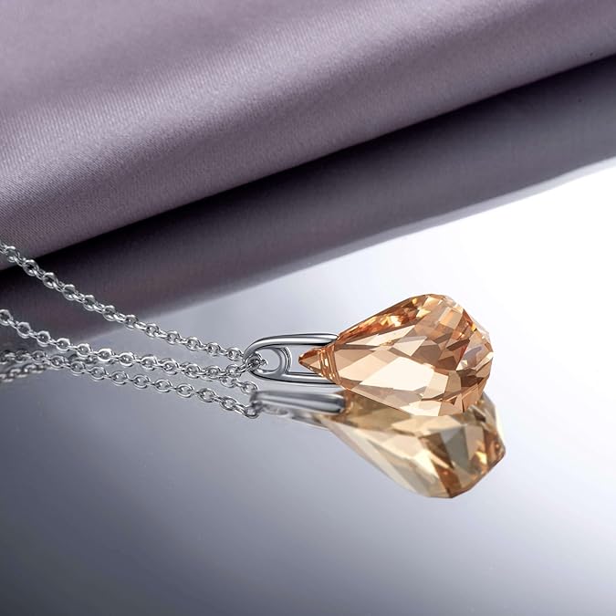 S.Leaf Crystal Necklaces 925 Sterling Silver Necklace 14k Gold Necklace