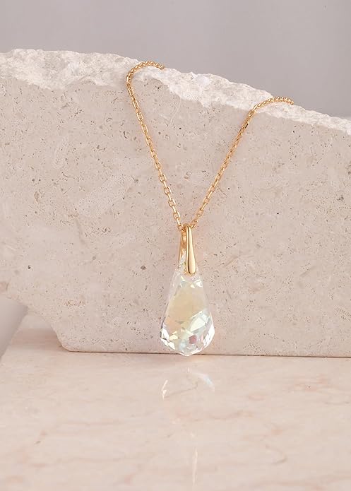 S.Leaf Crystal Necklaces 925 Sterling Silver Necklace 14k Gold Necklace