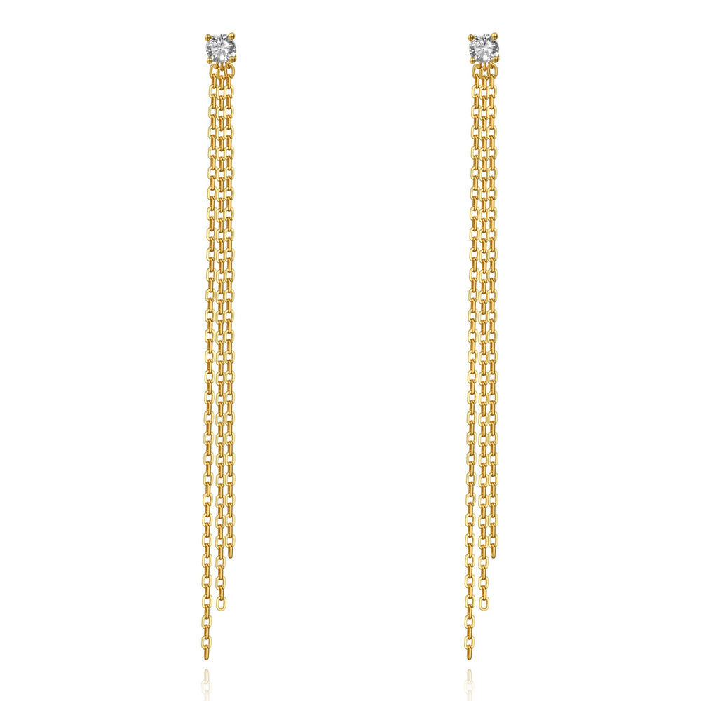 S925 Sterling Silver Through Tassel Chain Earrings