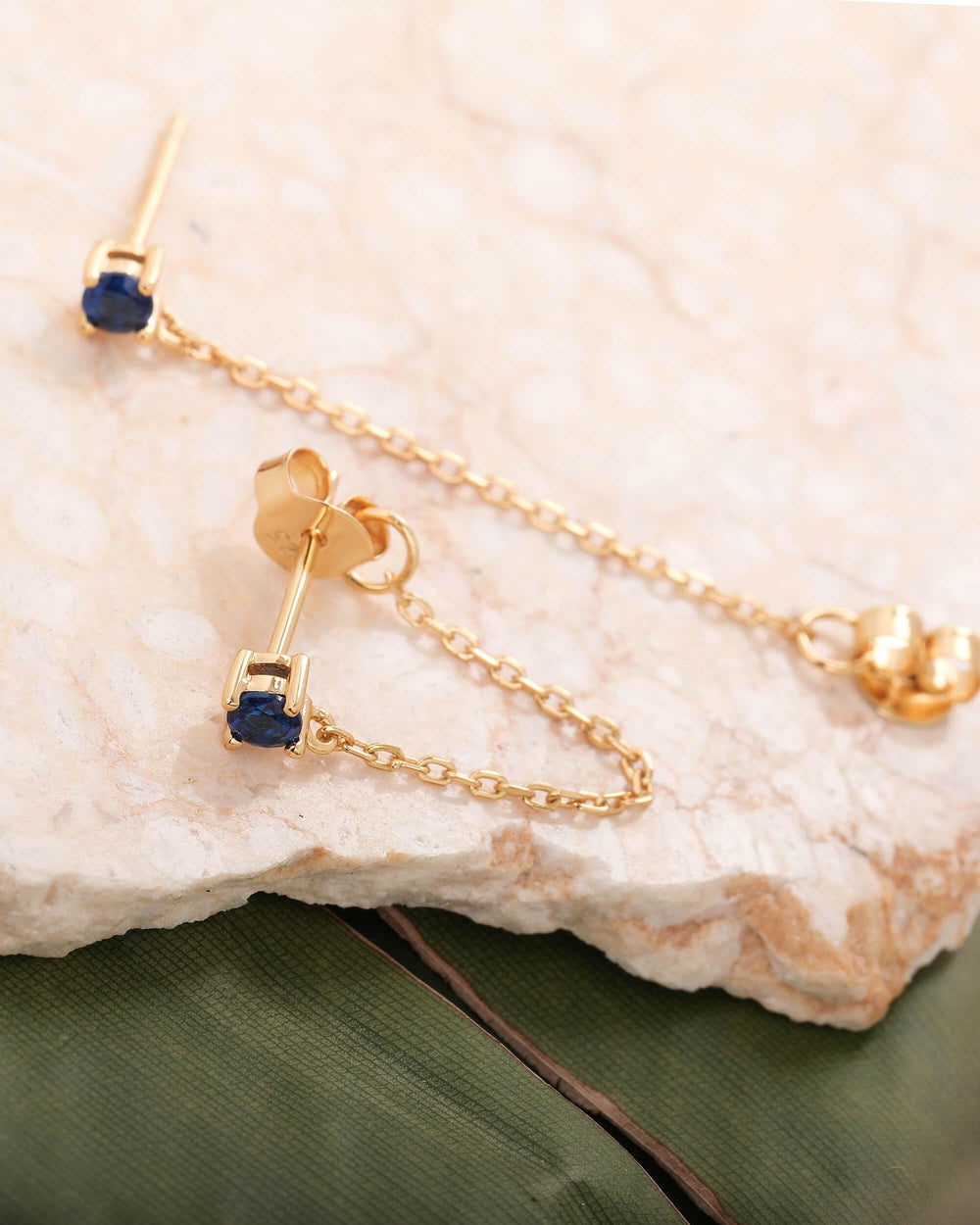 S.Leaf 925 Sterling Silver 18Karat Gold Plated Chain Earrings