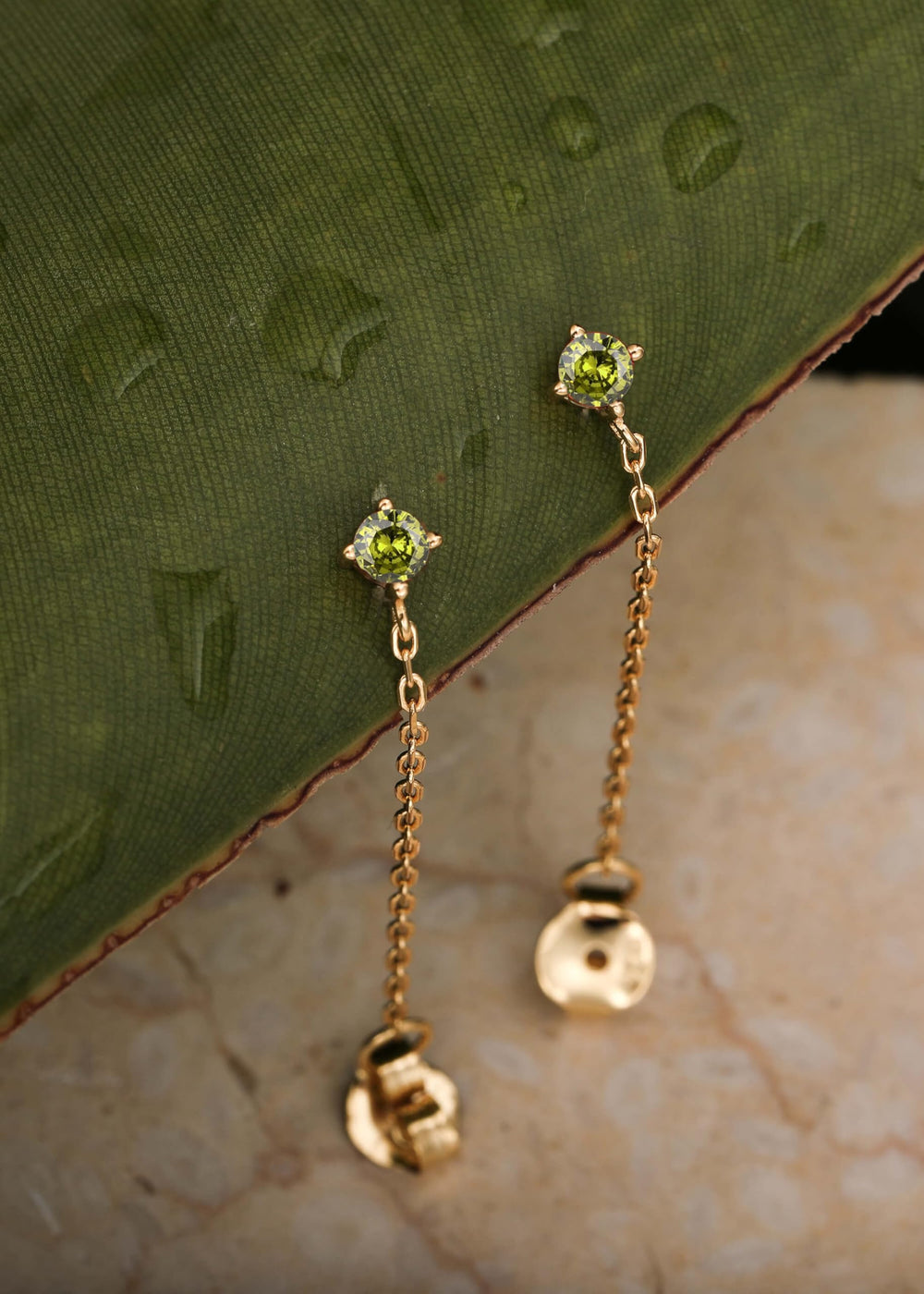 S.Leaf 925 Sterling Silver 18Karat Gold Plated Chain Earrings