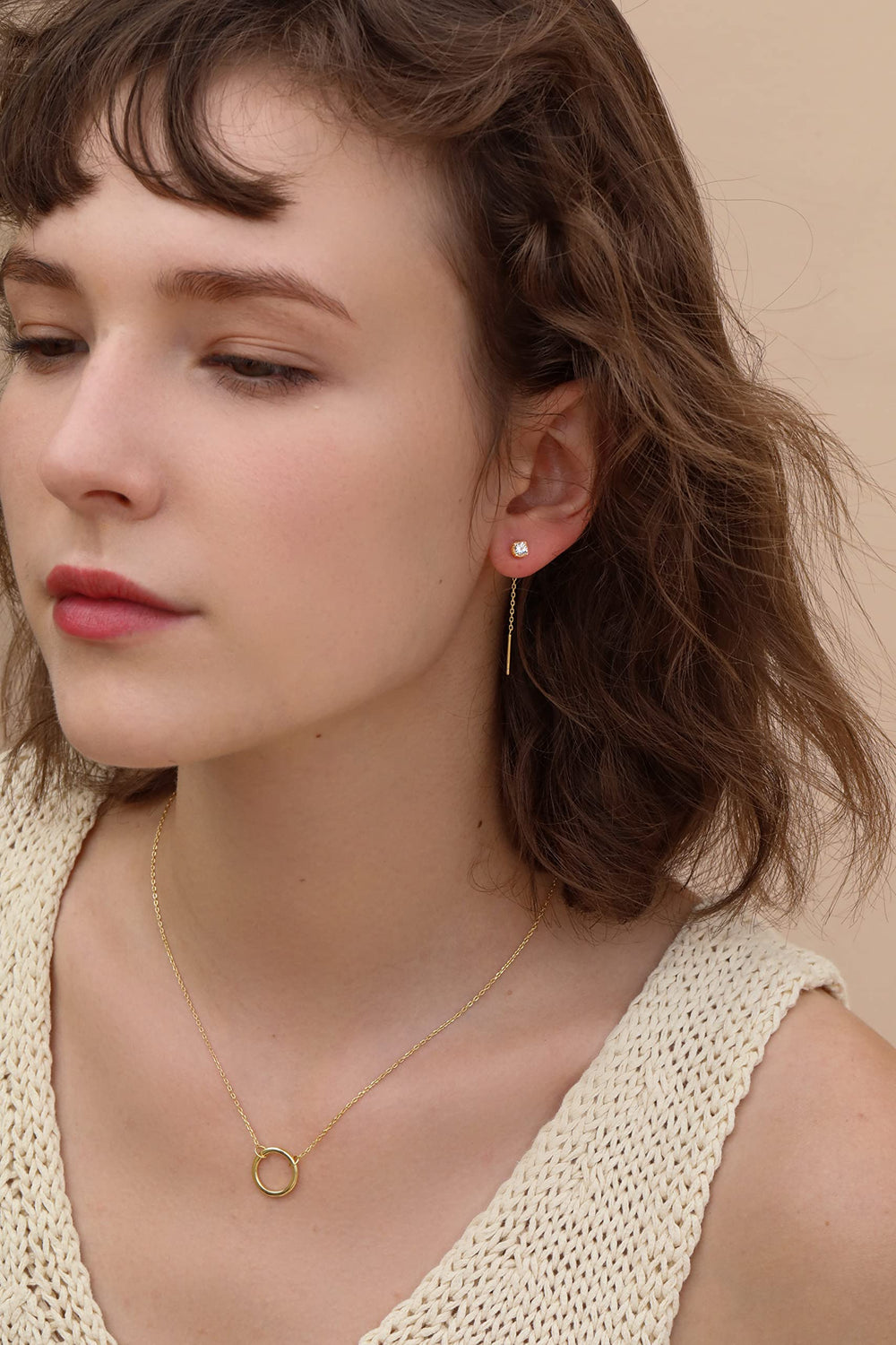 Cubic Zirconia Threader Earrings