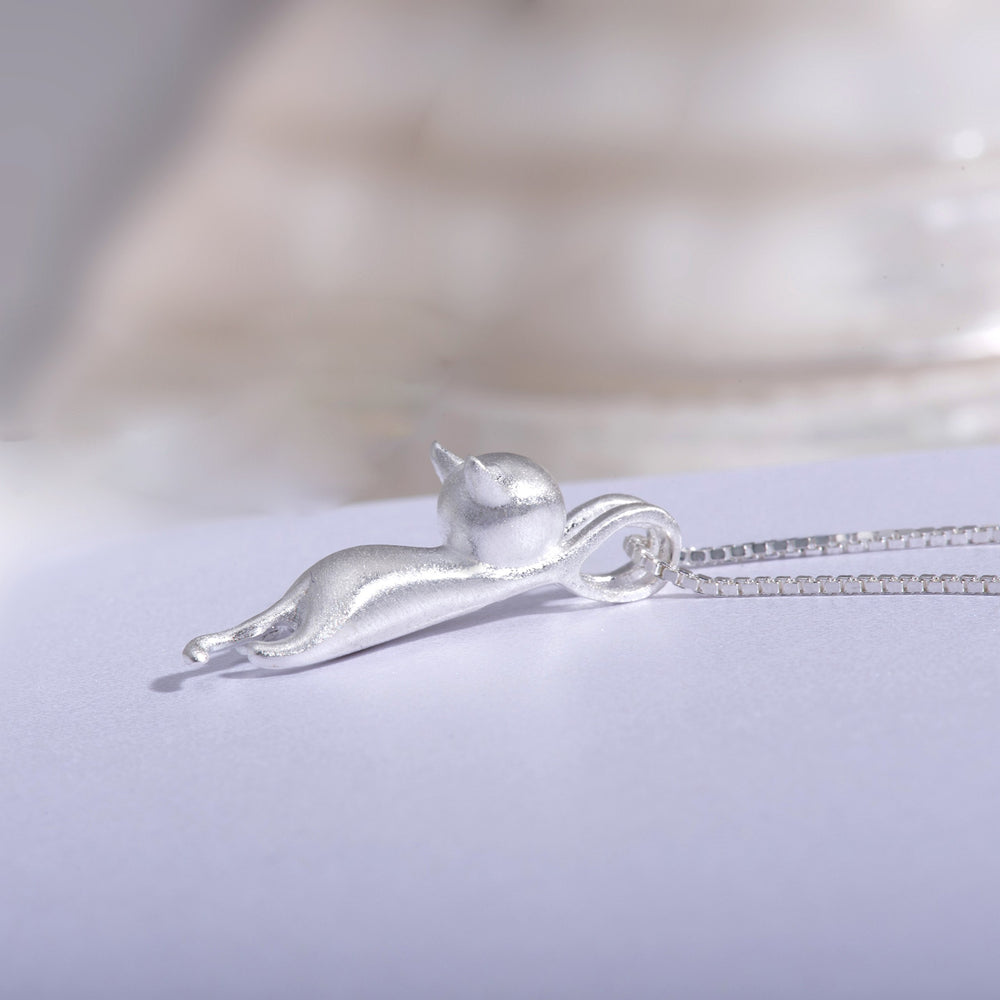 S.Leaf Sterling Silver Cat Necklace