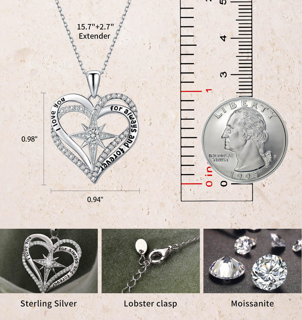 Moissanite Diamond Heart Necklaces