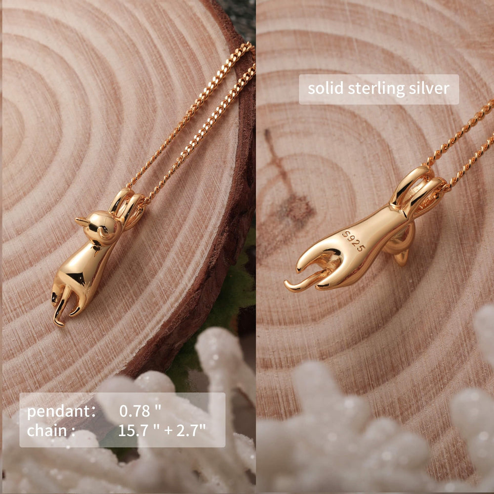 S.Leaf 925 Sterling Silver Swing Cat Necklace