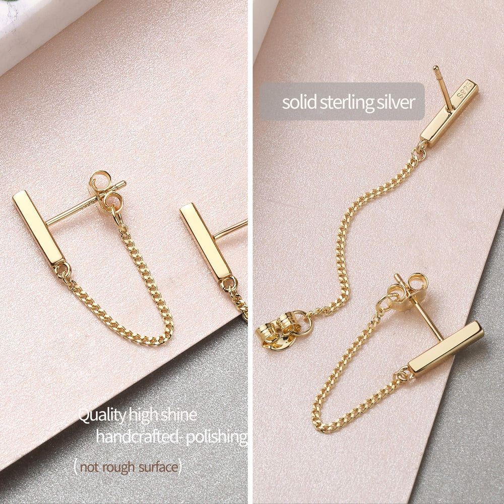 Bar with Chain Dangle Earrings