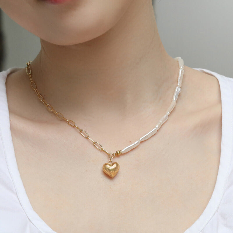 Vintage Baroque Pearl Heart Necklace