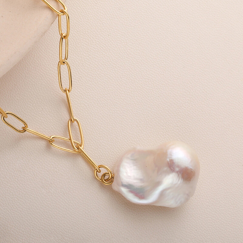 Trendy Large Baroque Pearl Pendant Necklace gift for her