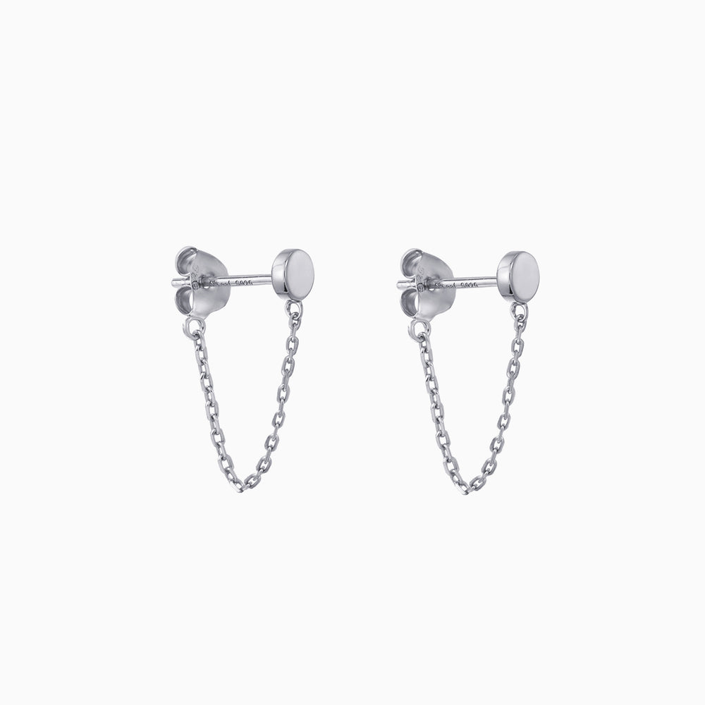 Dot with Chain Dangle Earrings