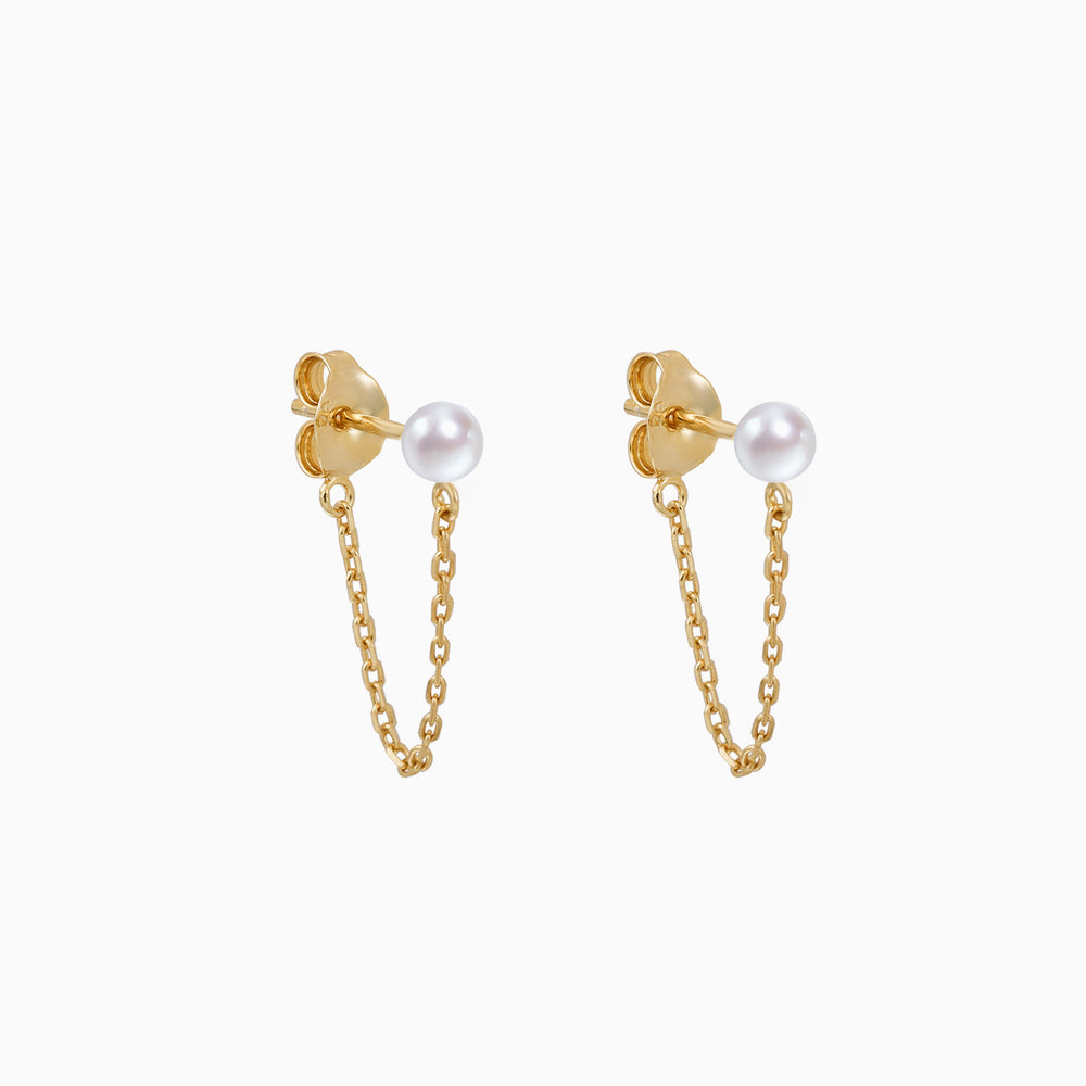 pearl chain dangle earrings gold