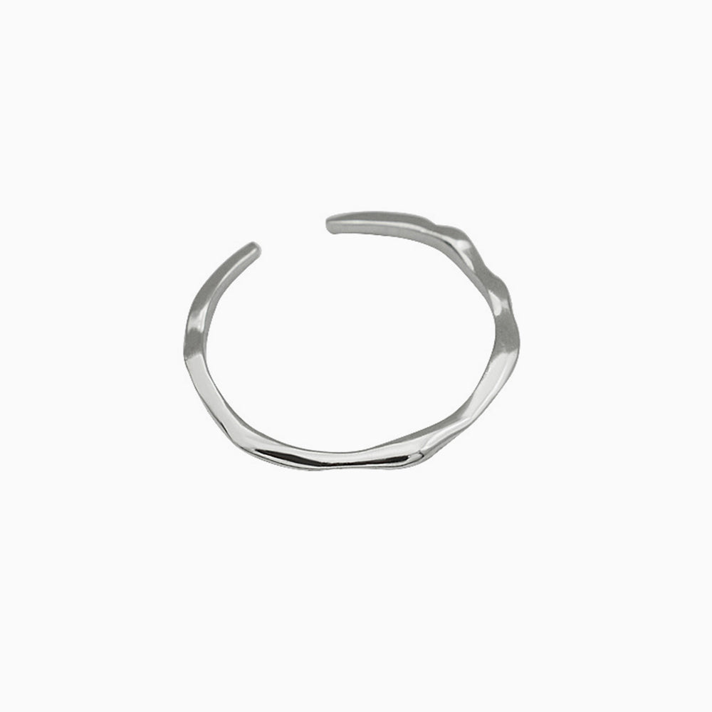 Cute Adjustable Minimalist Irregular Thin Open Ring Silver