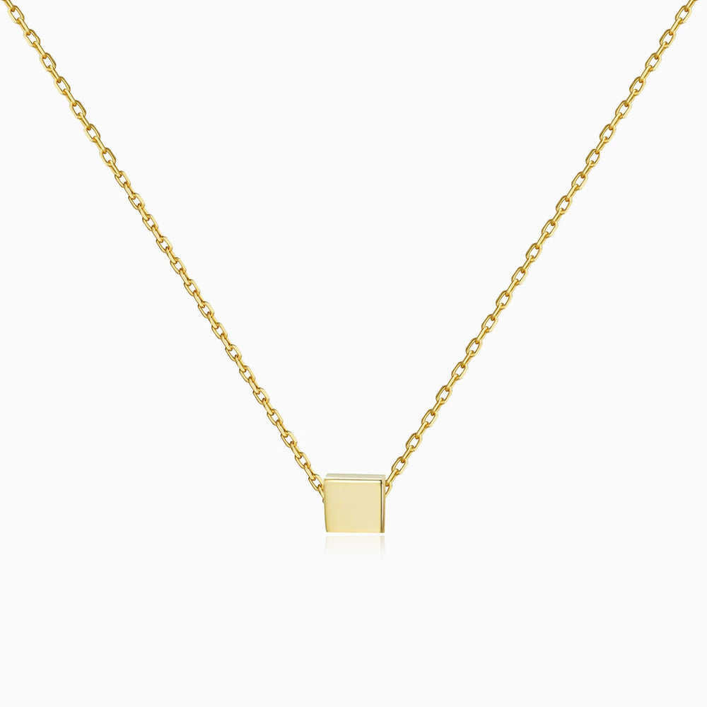 minimalist Square Pendant Necklace gold