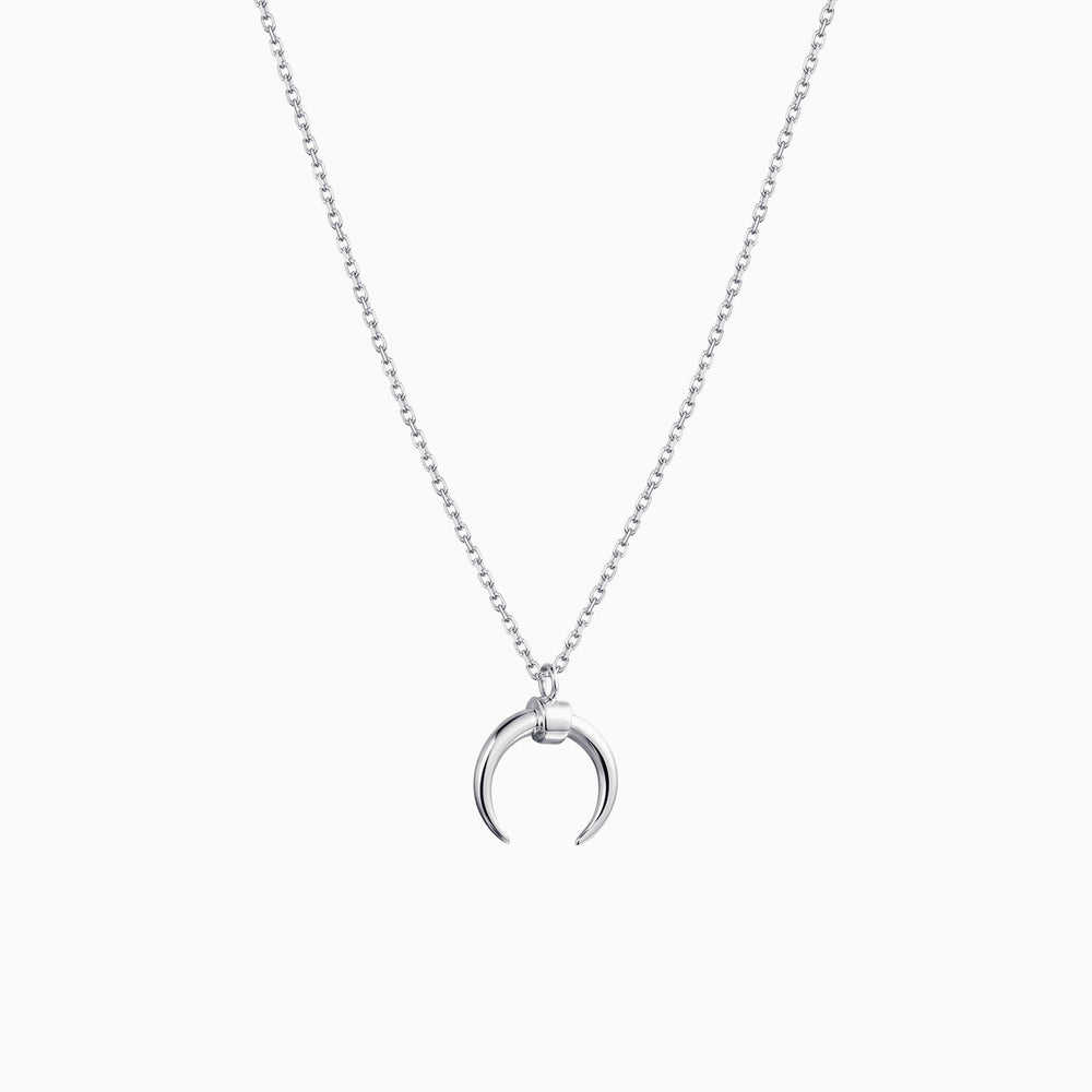 Horn necklace Moon necklace silver