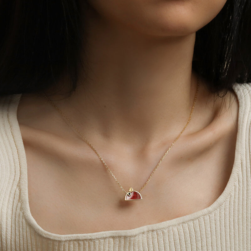 Red Agate Lucky Mouse Necklace for Women