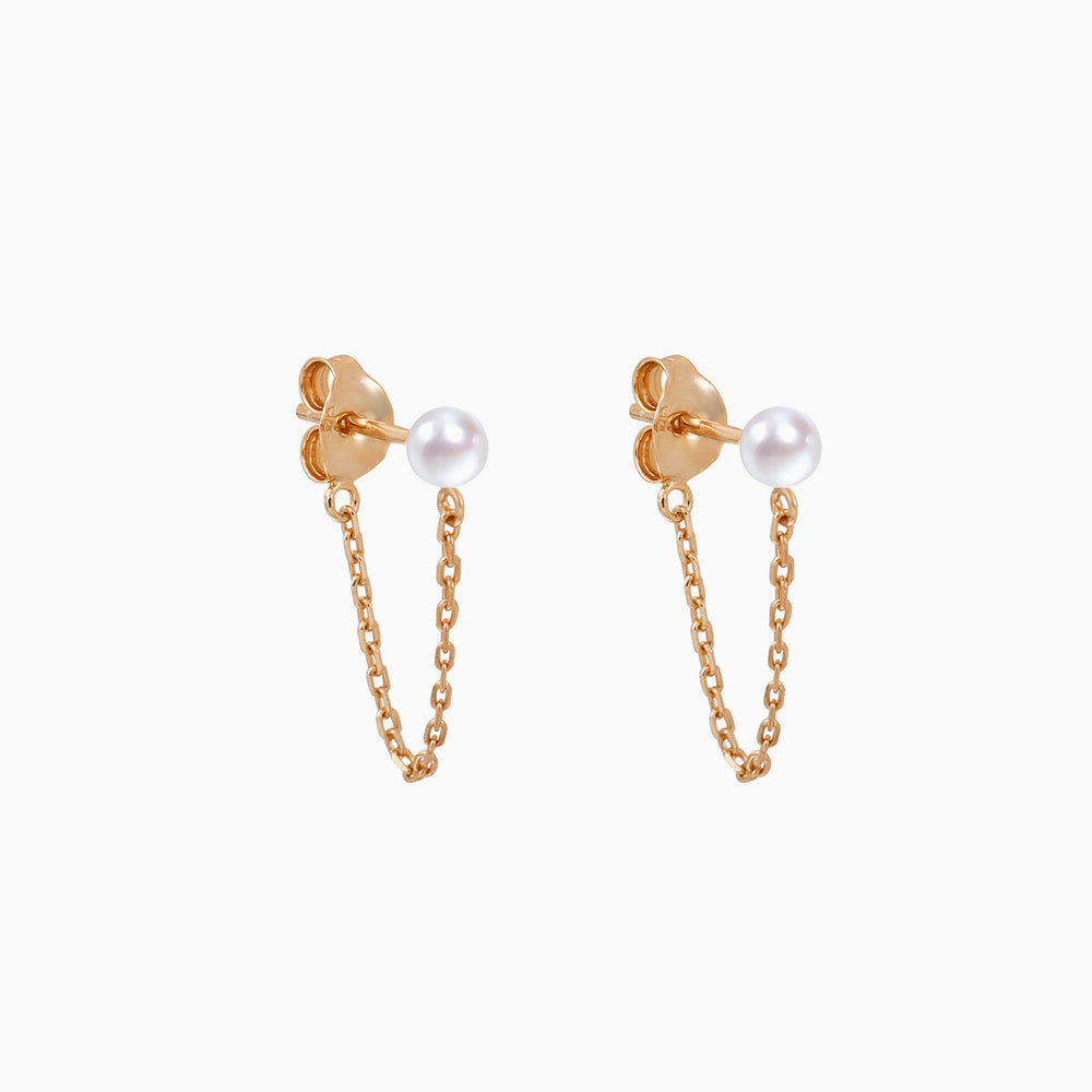 pearl chain dangle earrings rose gold
