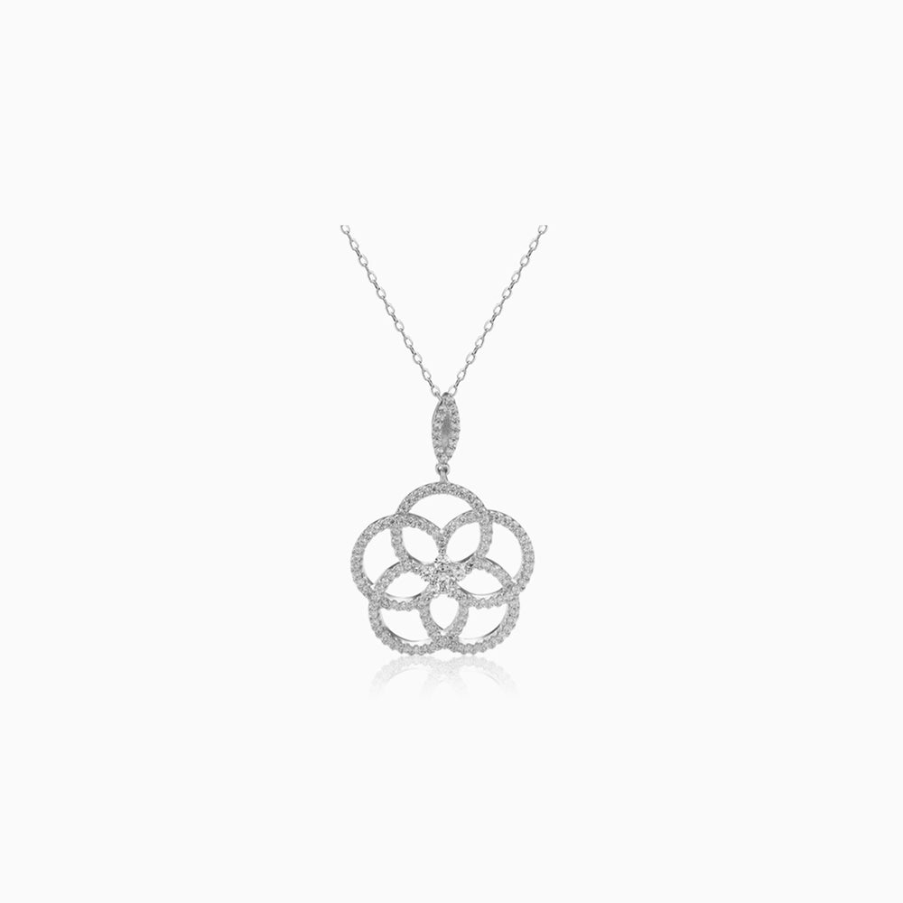 cubic zirconia camellia necklace sterling silver