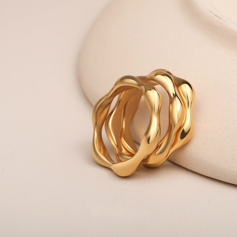 Dainty Cute Wave Ring Stackable Rings