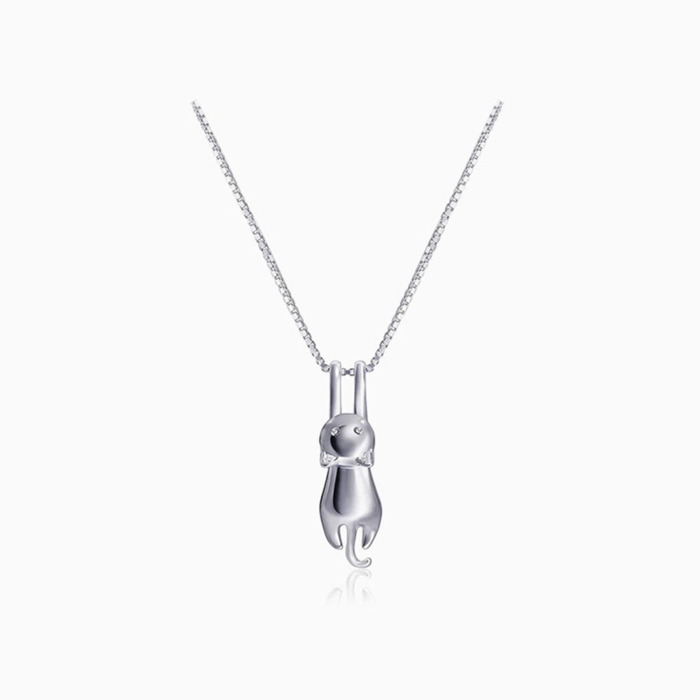 swing cat pendant necklace sterling silver for cat lovers