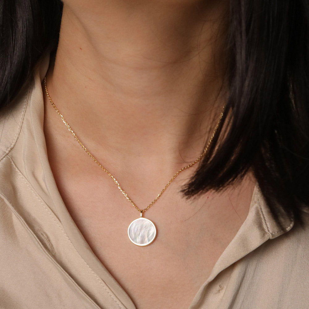 dainty white shell necklace for women gold plated