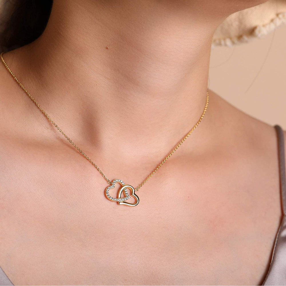CZ heart Swarovski crystal necklace gold