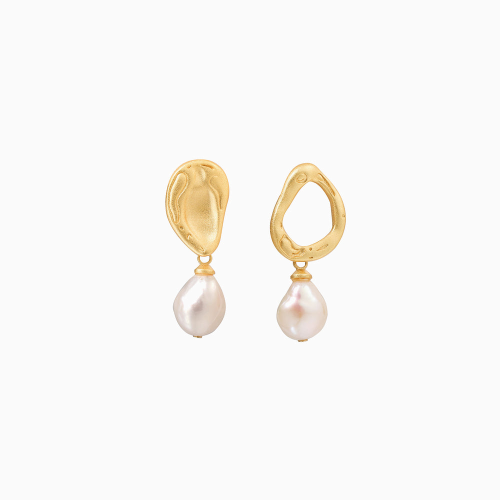 Asymmetrical Baroque Pearl Earrings