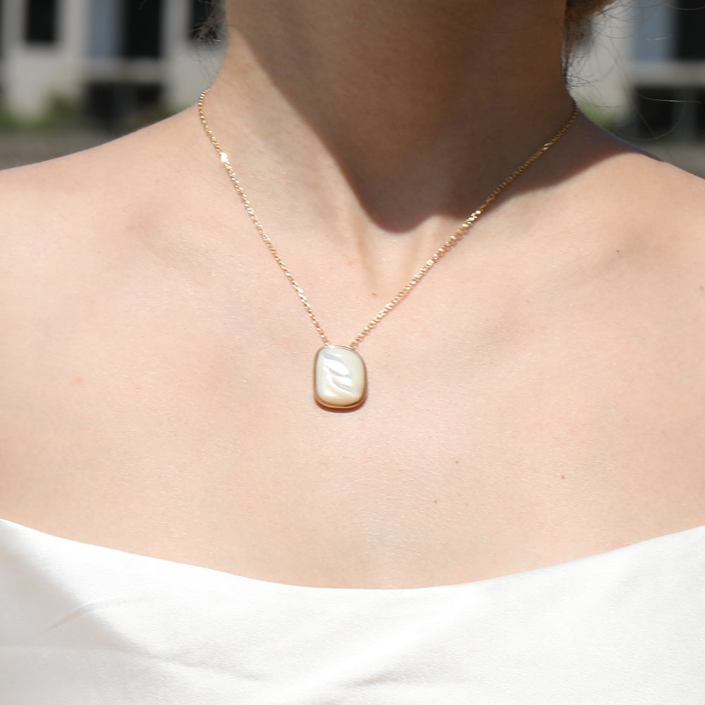 Irregular Mother Of Pearl Necklace sterling silver gold plated