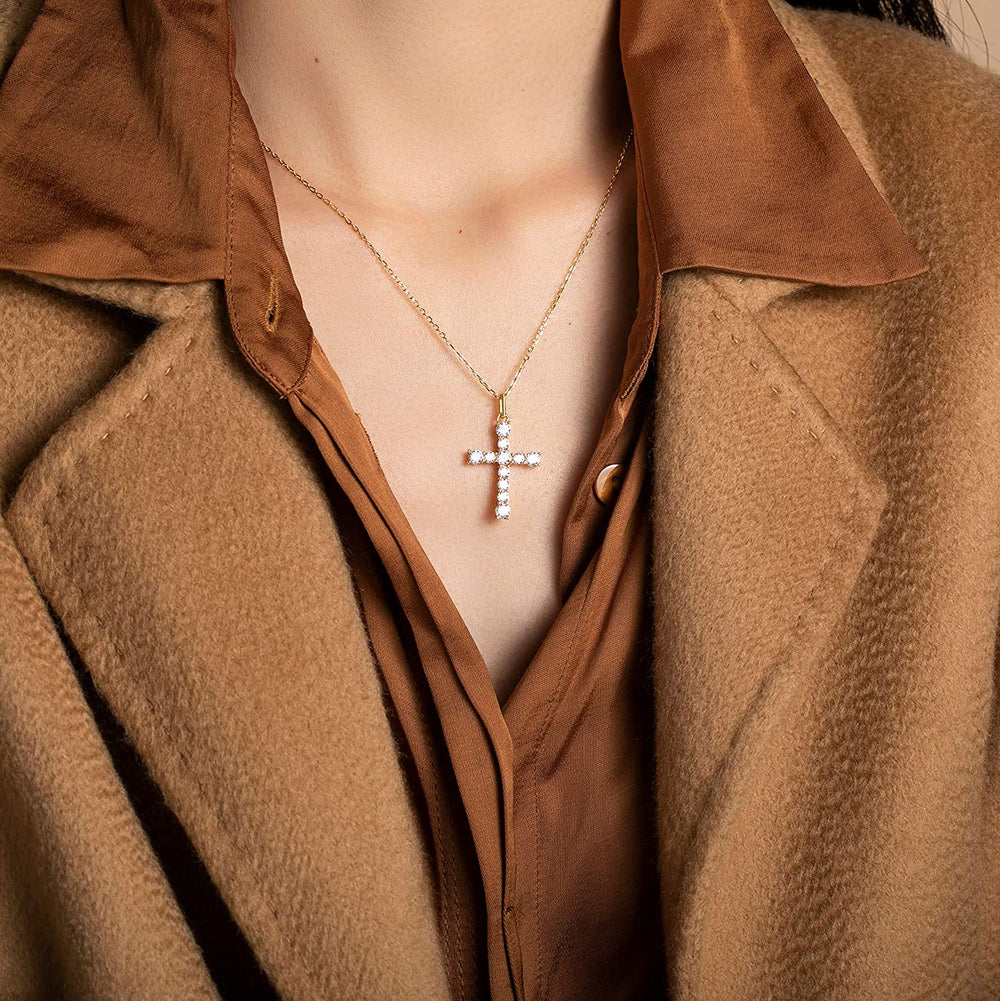 Cz cross pendant necklaces for women men girls religious jewelry