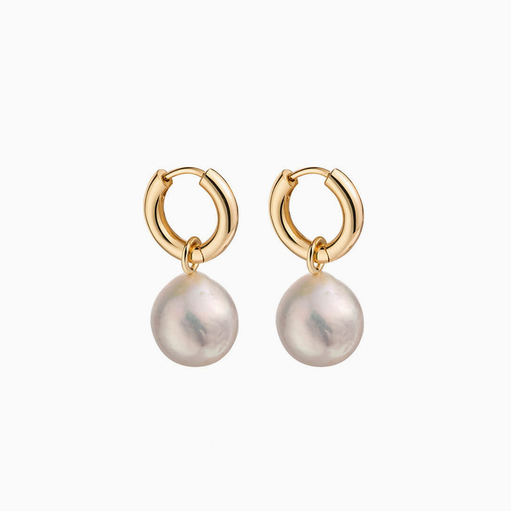 Round Baroque pearl Hoop Earrings for women