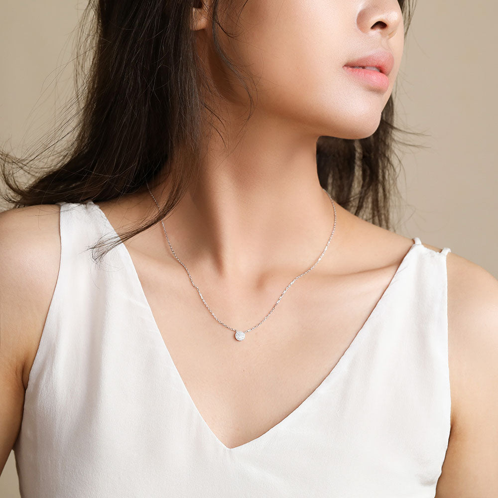 disc tiny cute necklace silver