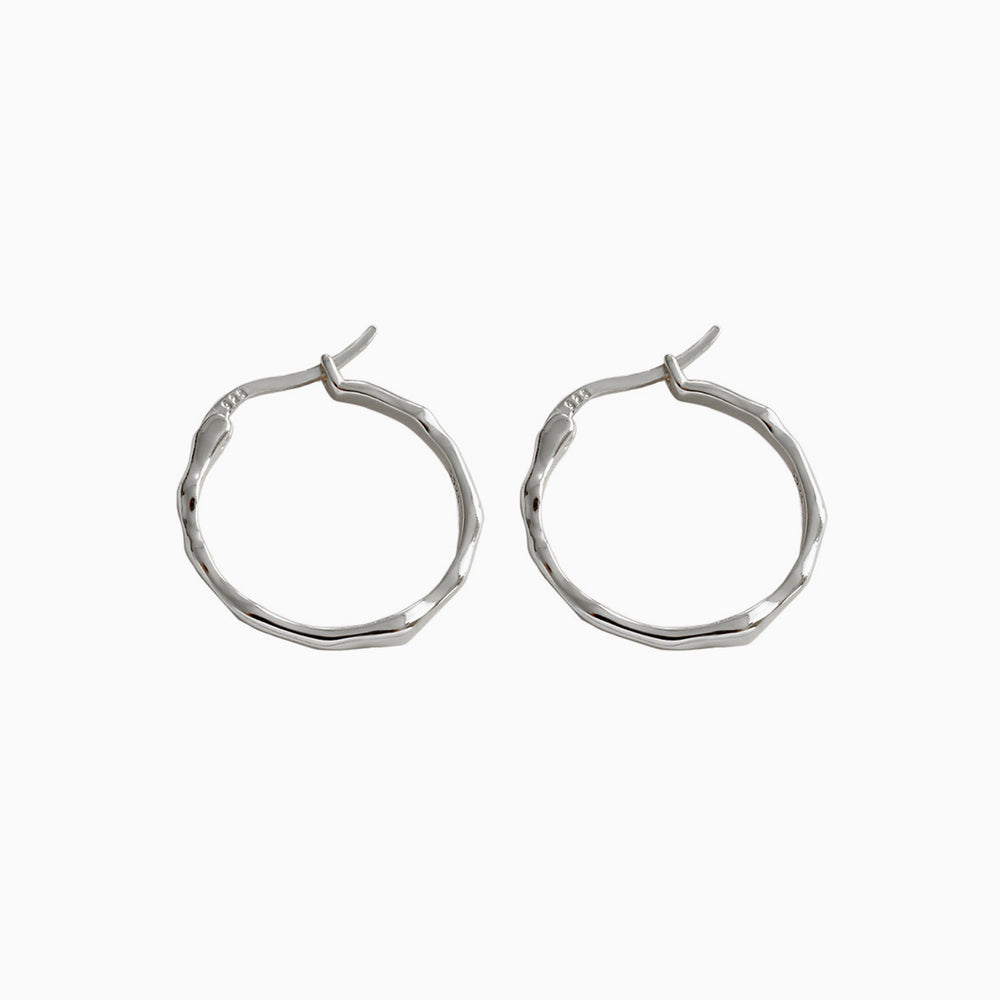 925 sterling silver Irregular Surface Thin Hoop Earrings