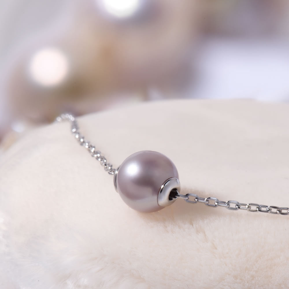 sterling silver purple pearl pendant necklace