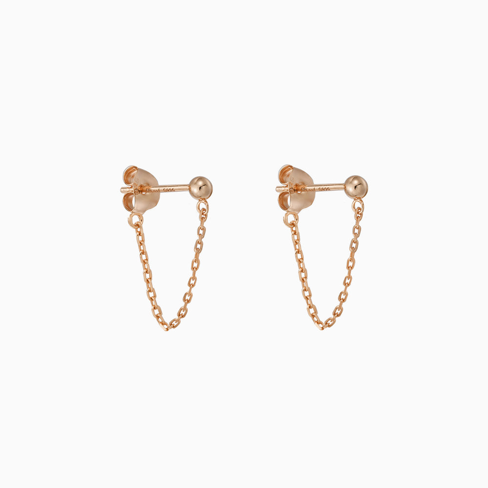 Ball with Chain Dangle Earrings rose gold